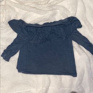 3 Quarter length off the shoulder teal shirt